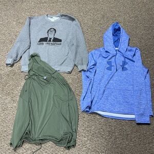 Under Armour Blue Hoodie and Green Sweatshirt Set